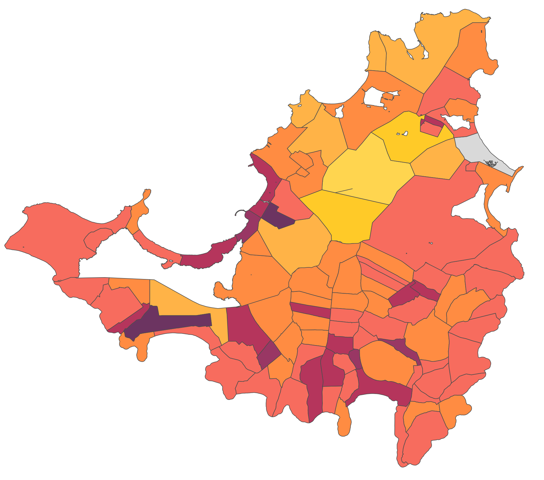 St. Martin land surface temperature map